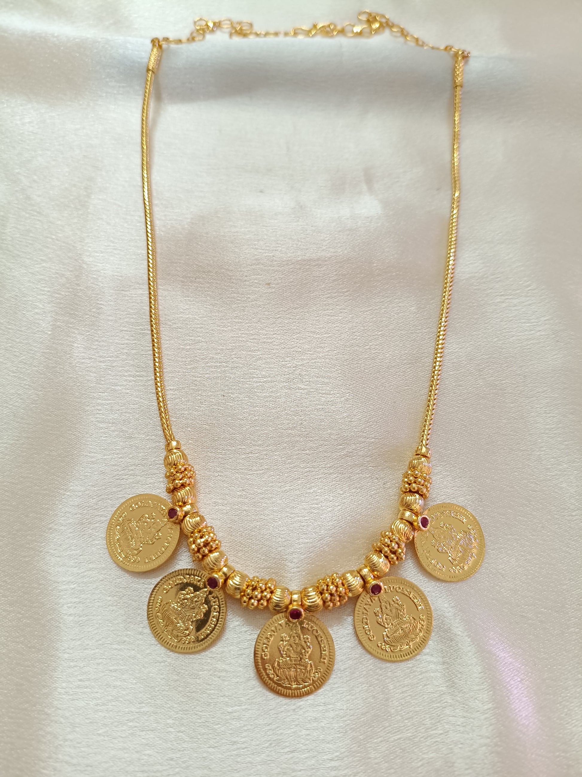 Micro Polish 5 Pendant Lakshmi Coin Necklace Set