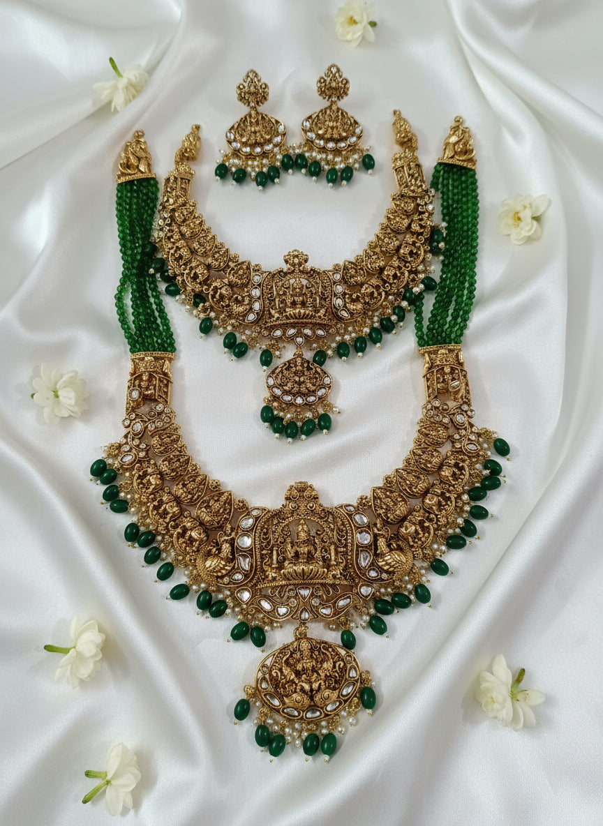 Bridal Temple Jewllery Lakshmi Necklce Combo Set