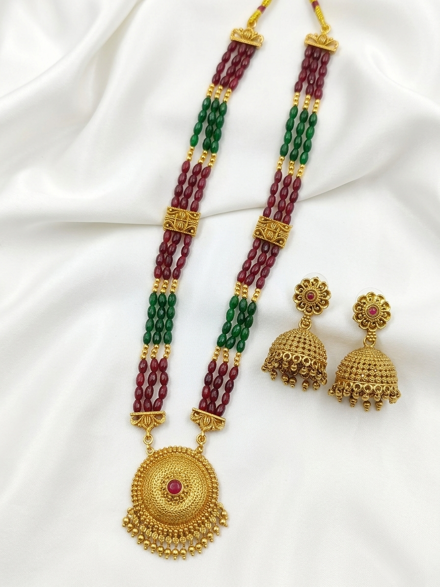Non Idol Pendant Bead Long Necklace V1