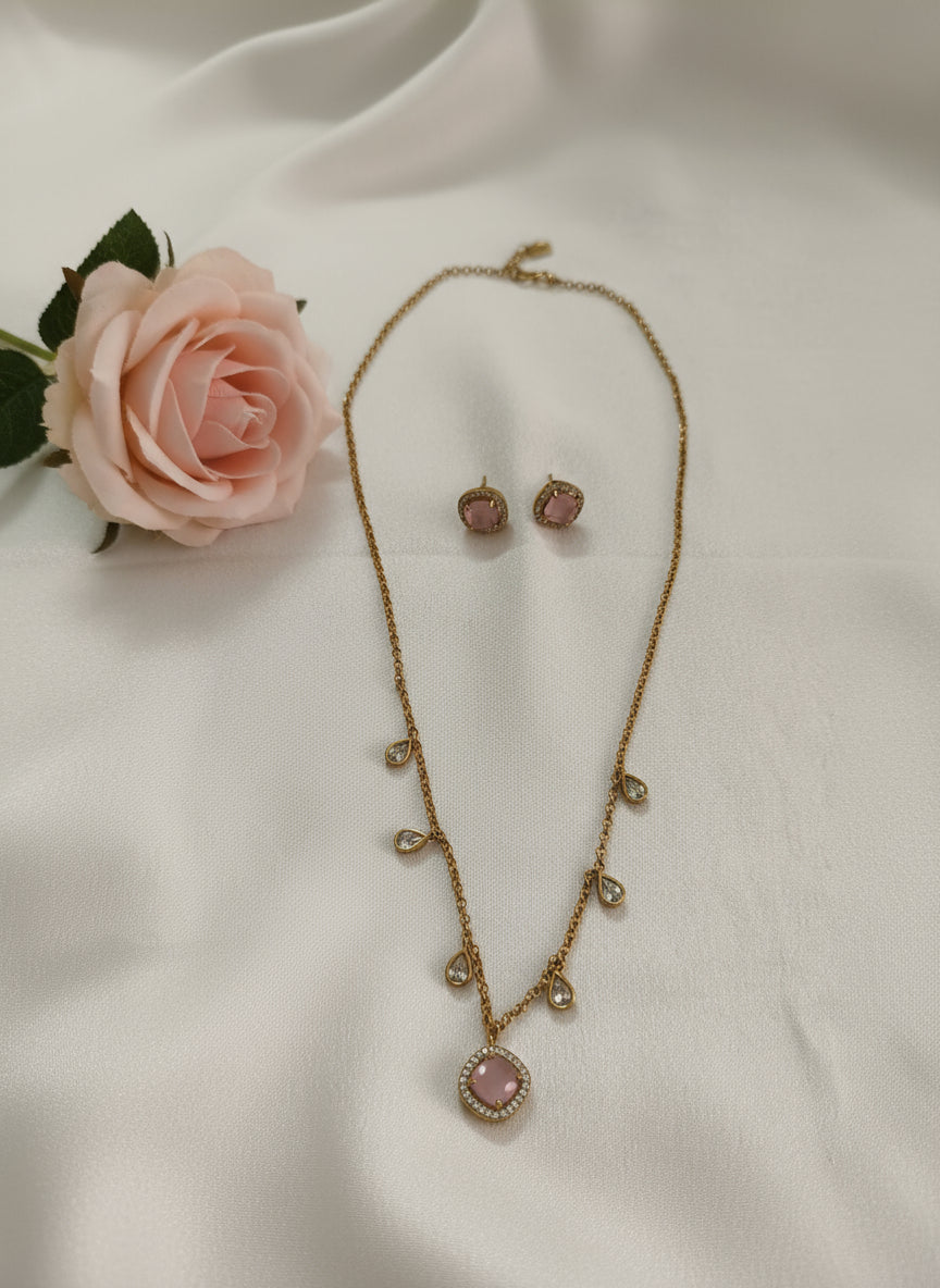 AD Pendant Chain Long Necklace Set