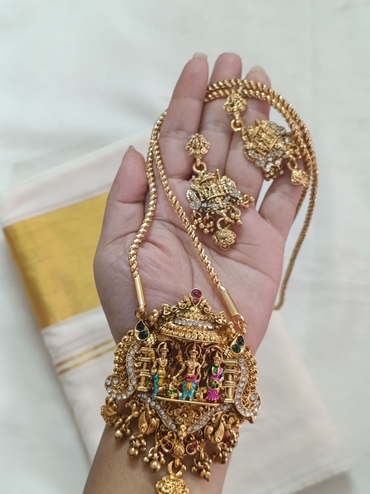 Ramparivar Pendant Long Necklace Set V2