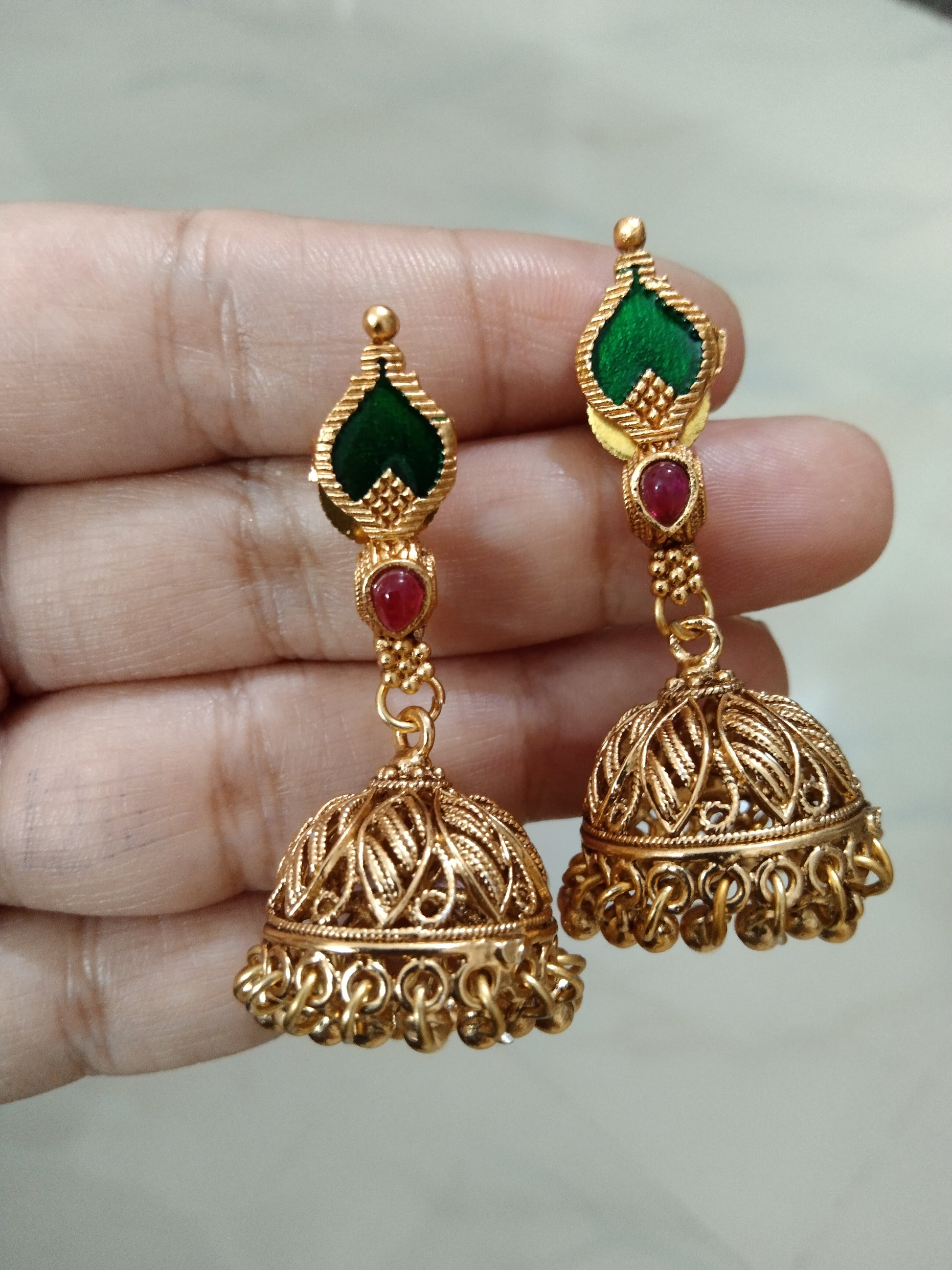 Palakka Jhumka Earring