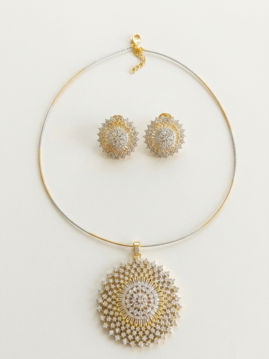 Diamond Replica Pendant Hasli Necklace Set V1