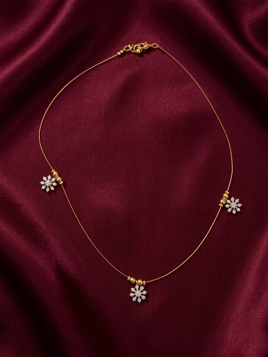 3 Flower AD Pendant Invisible Chain Set