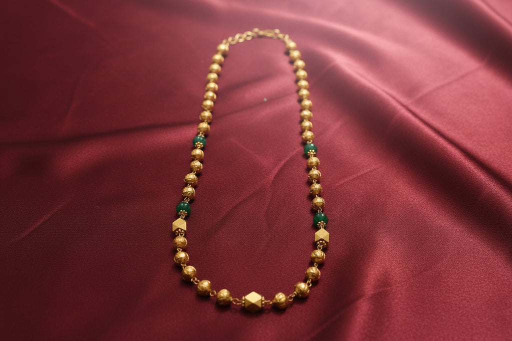 Matte Finish Ball Long Necklace Set