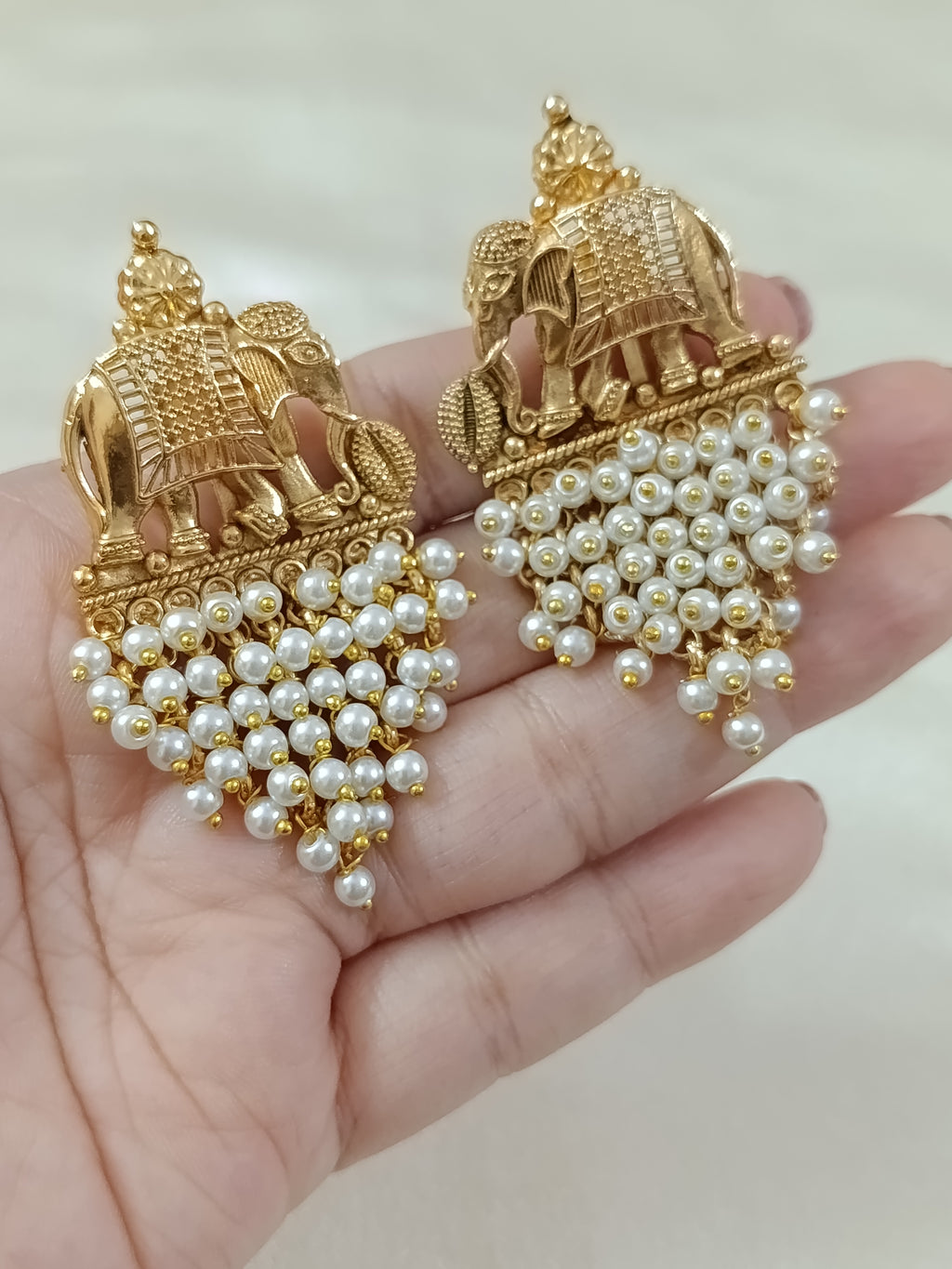 Elephant Pearl Drop Earring