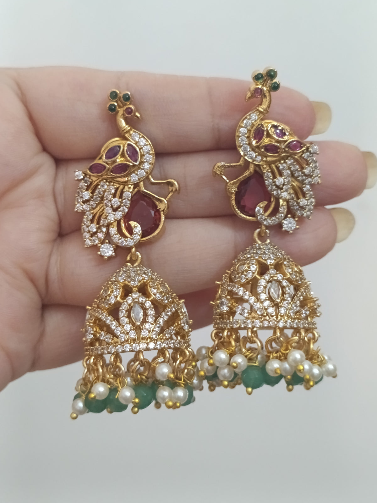 AD Peacock Jhumka Earring V2