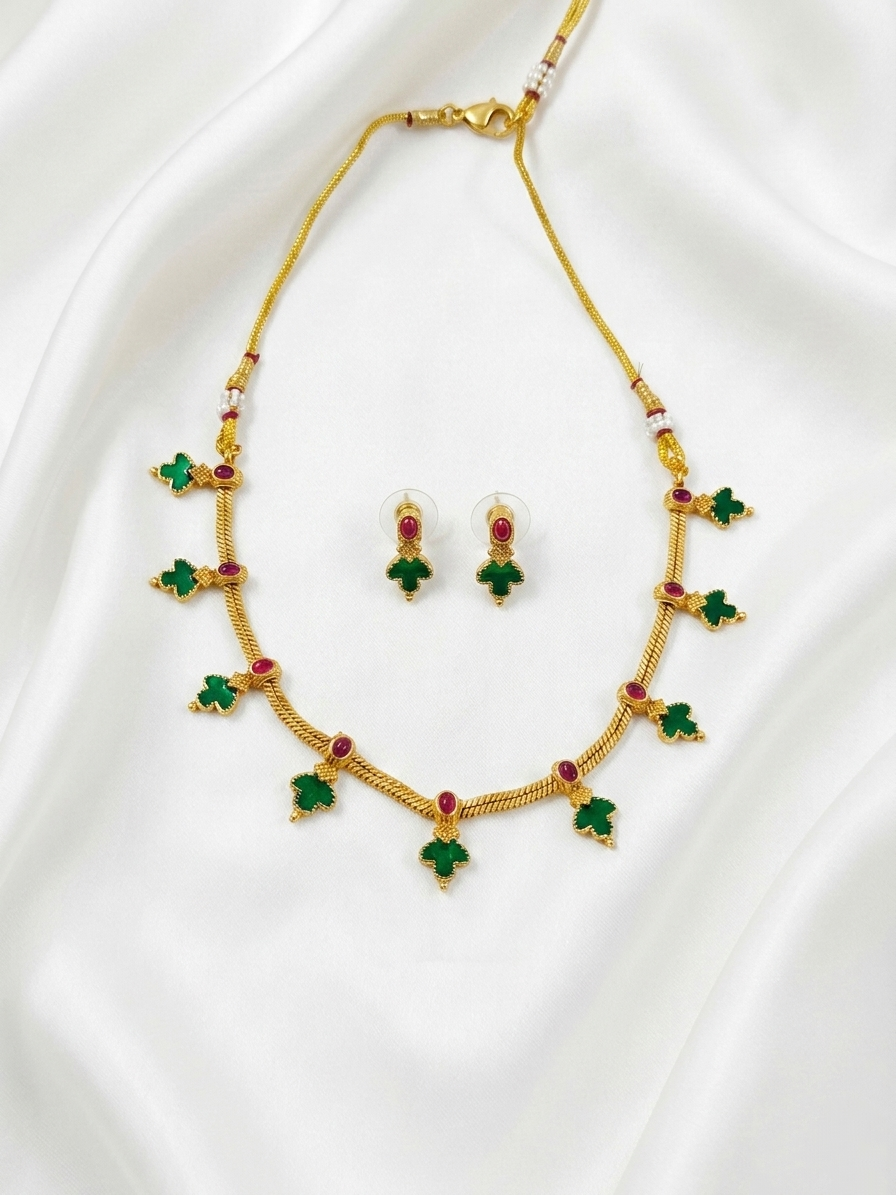 Palakka Leaf Necklace Set