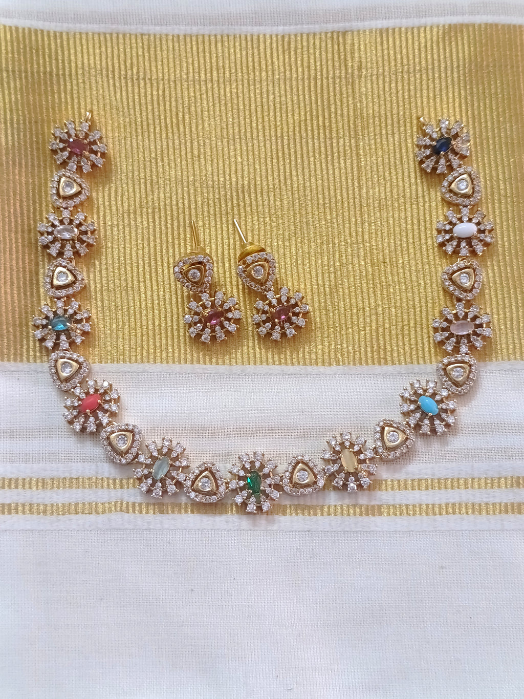 Navaratna Necklace Set V6