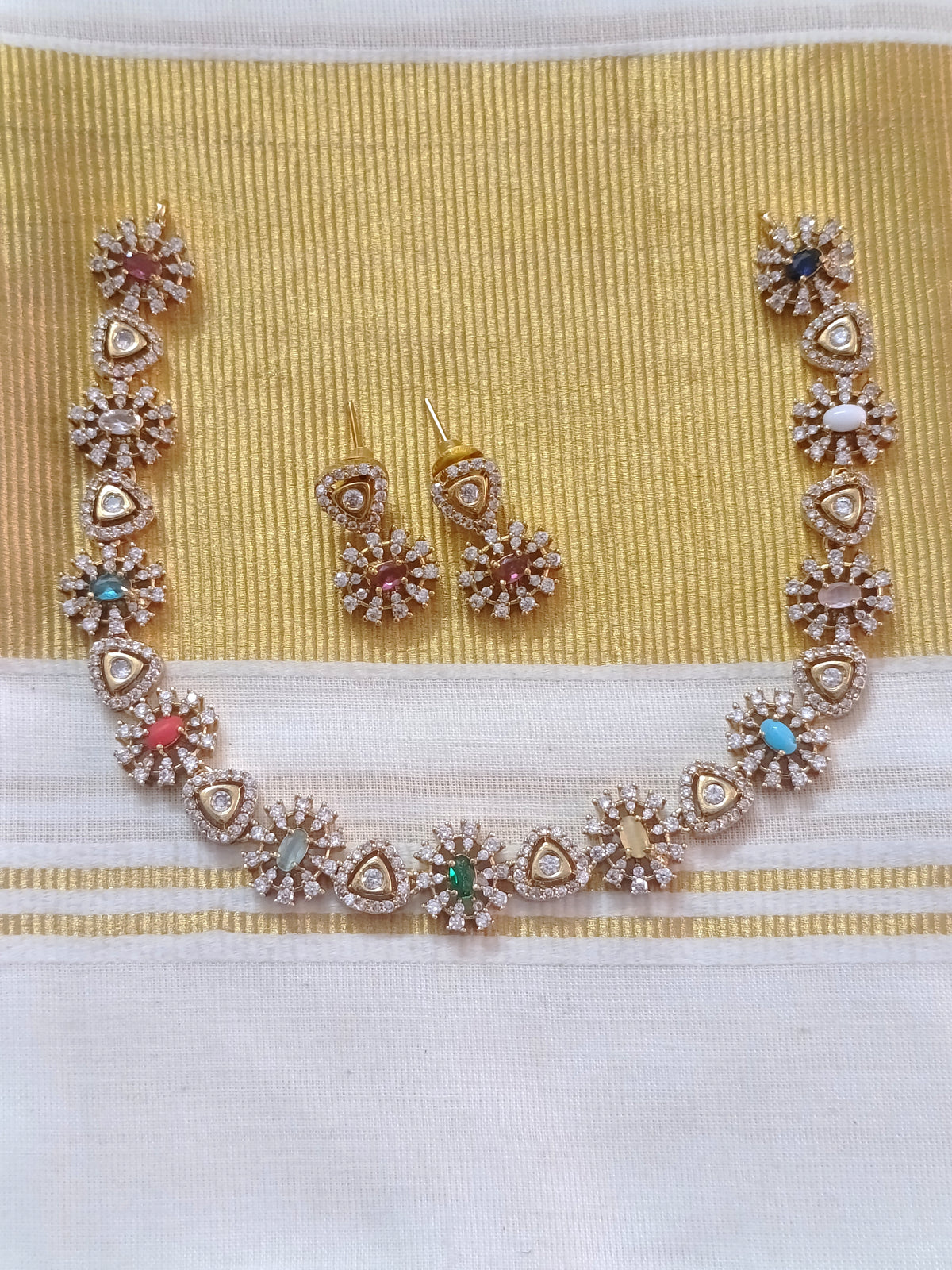 Navaratna Necklace Set V6