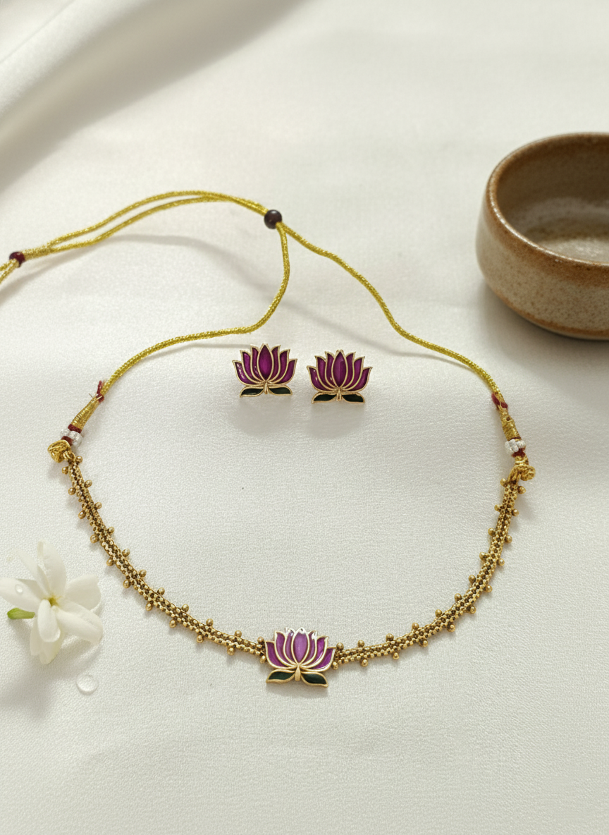 Lotus Motif Choker