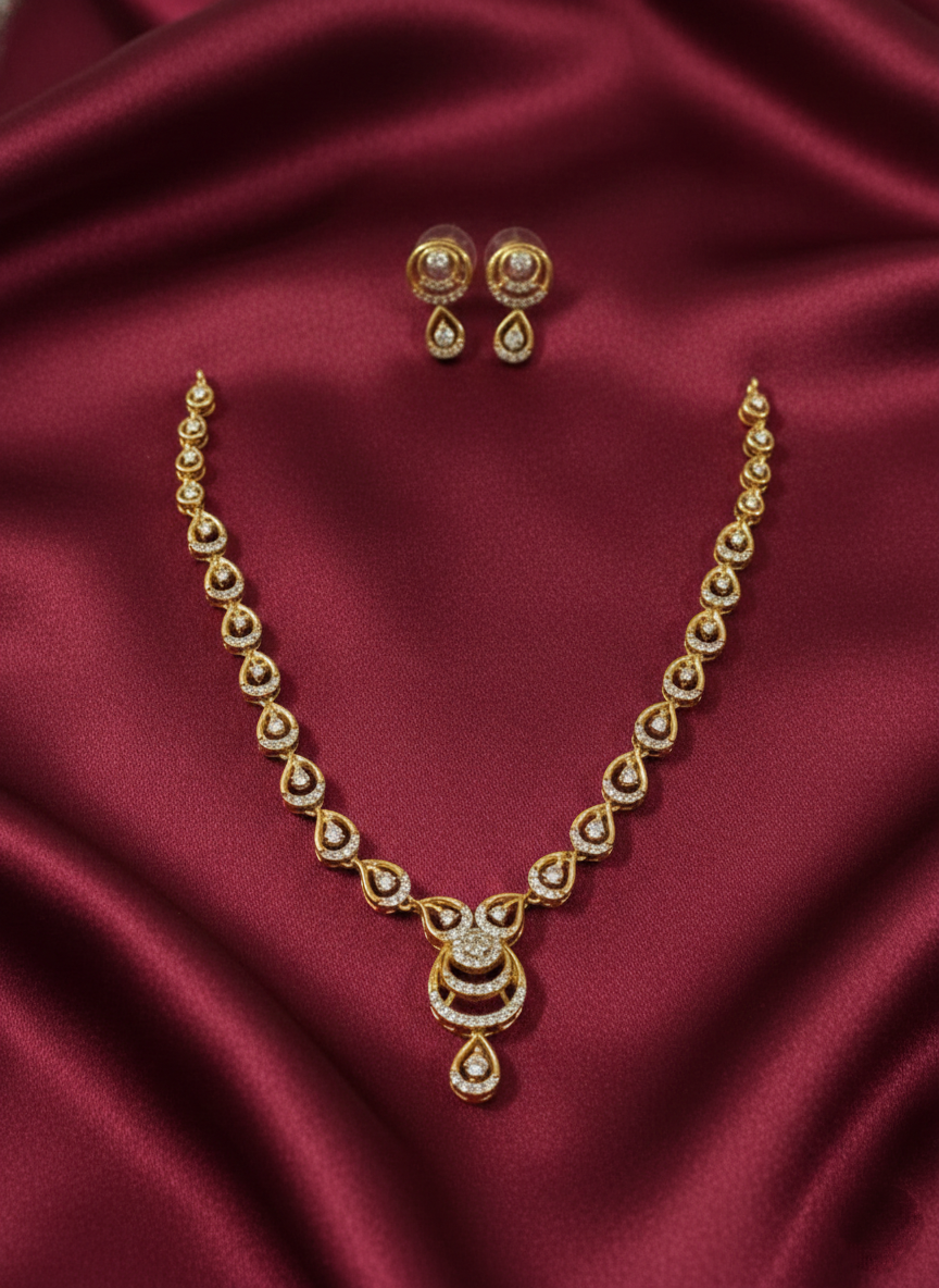Elegant AD Stone Necklace Set V2