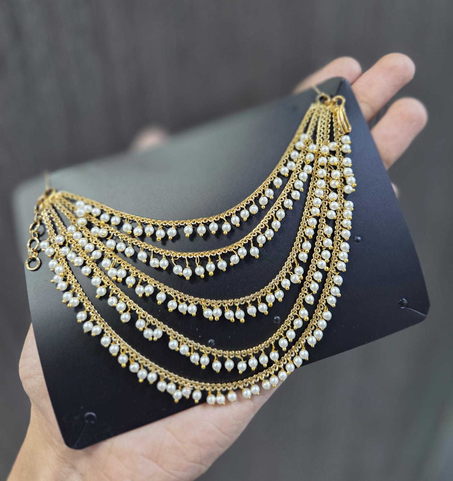 5 Layer Pearl Earchain