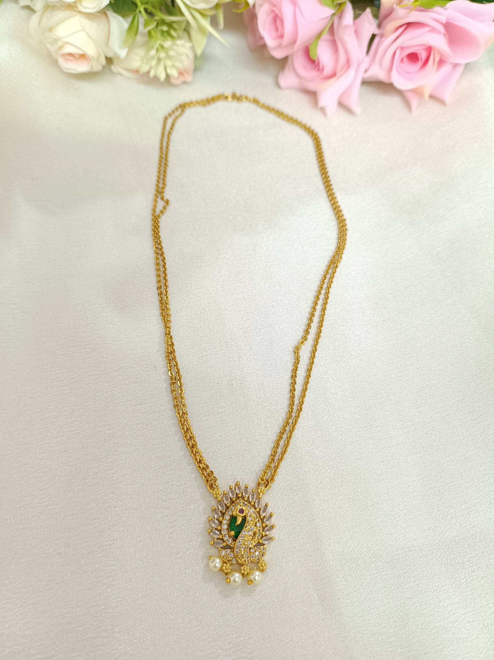Peacock Pendant Mid Necklace