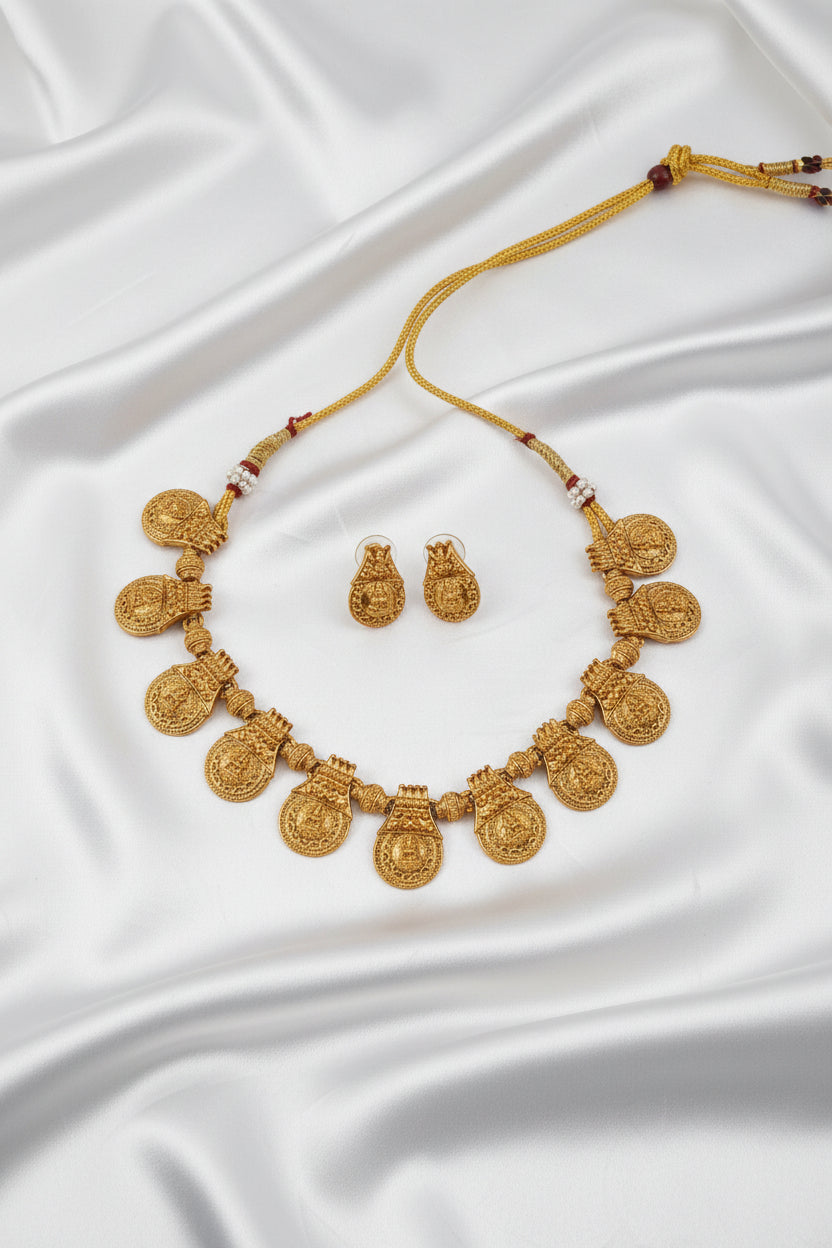 Traditional Lakshmi Coin Necklace Set V2