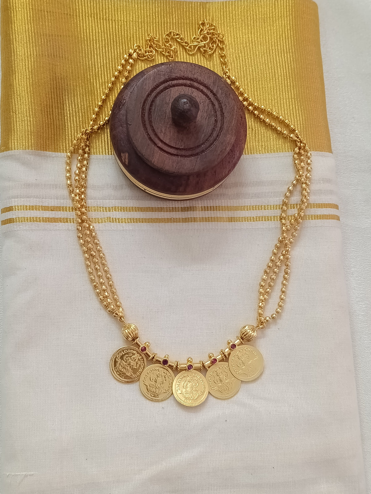 Micro Polish Coin Pendant Layer Mid Long Necklace