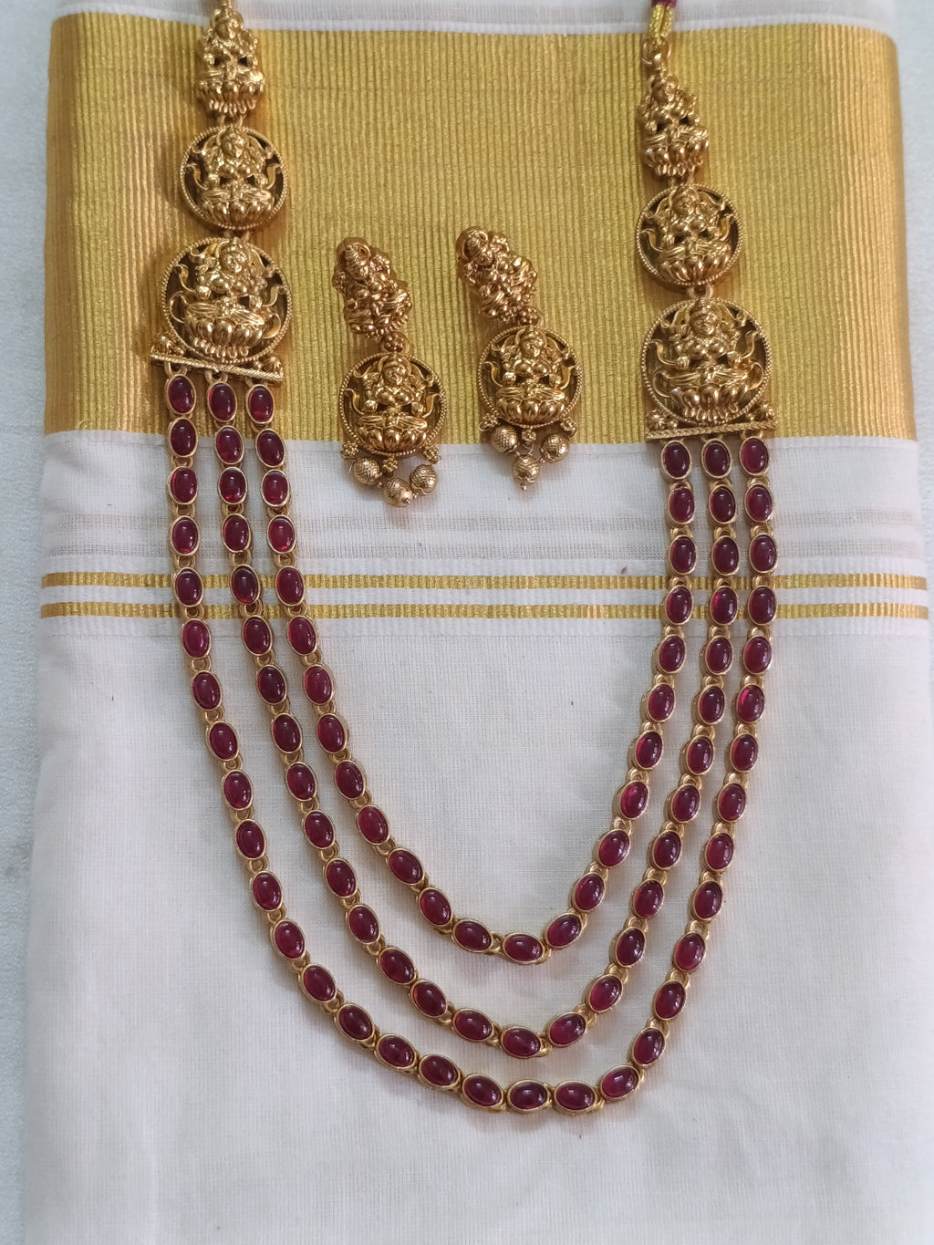 Kemp Stone Multi Layer Lakshmi Necklace Set
