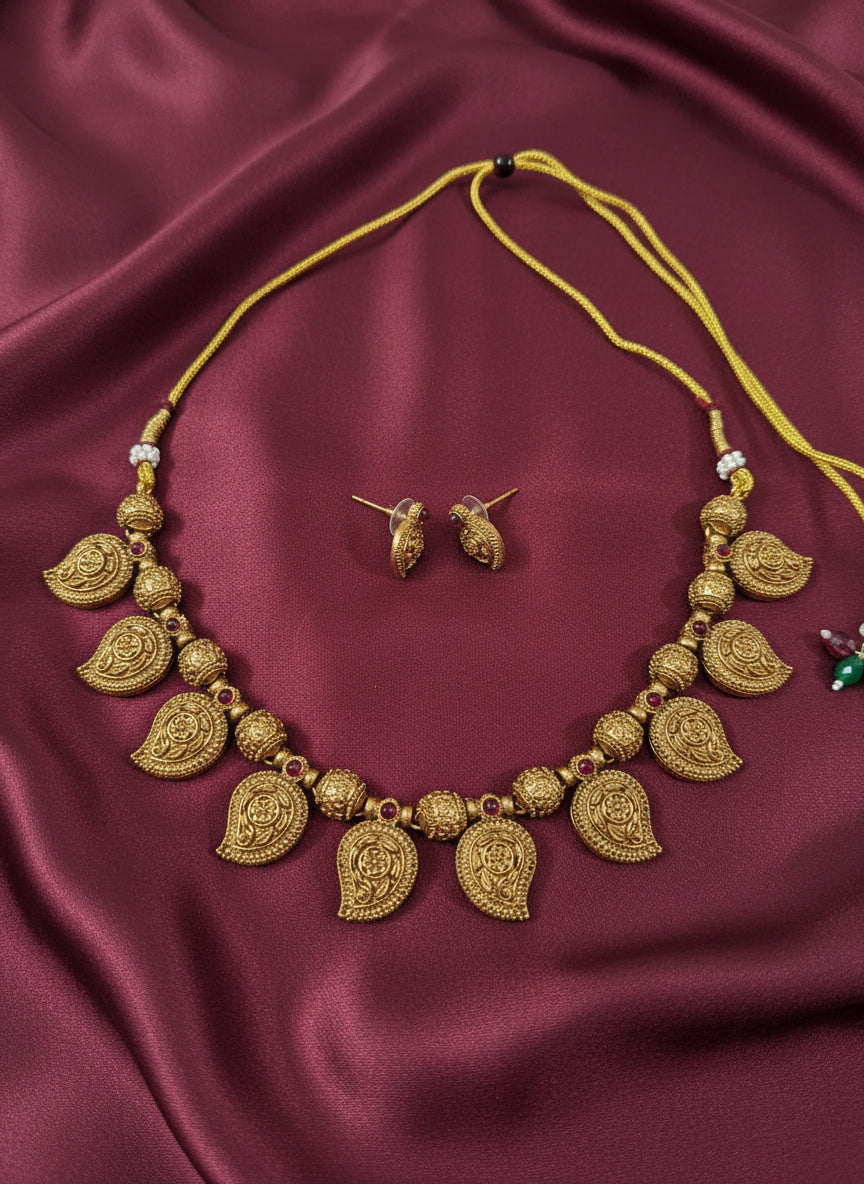 Matte Finish Mango Necklace Set