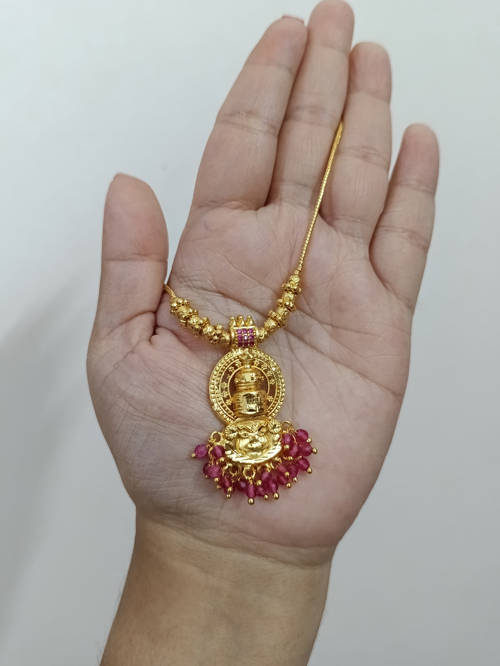Micro Polish Small Kathakali Pendant Mid Long Necklace