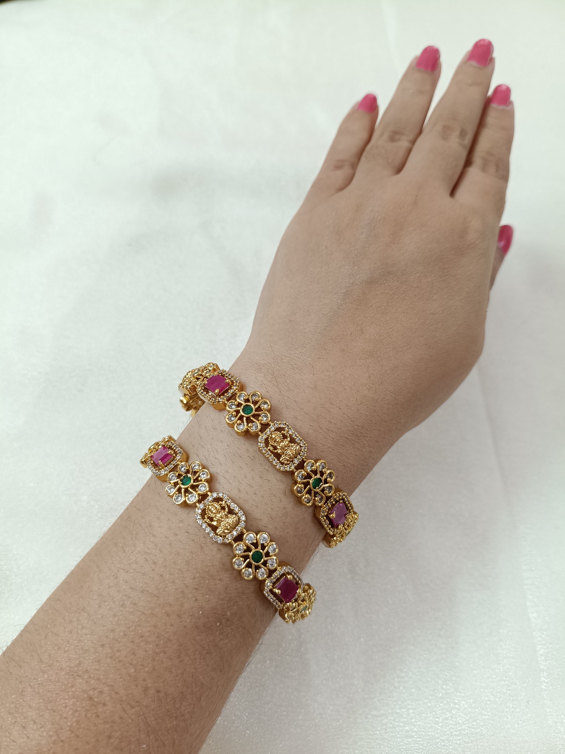 AD Lakshmi Flower Bangle Set of 2