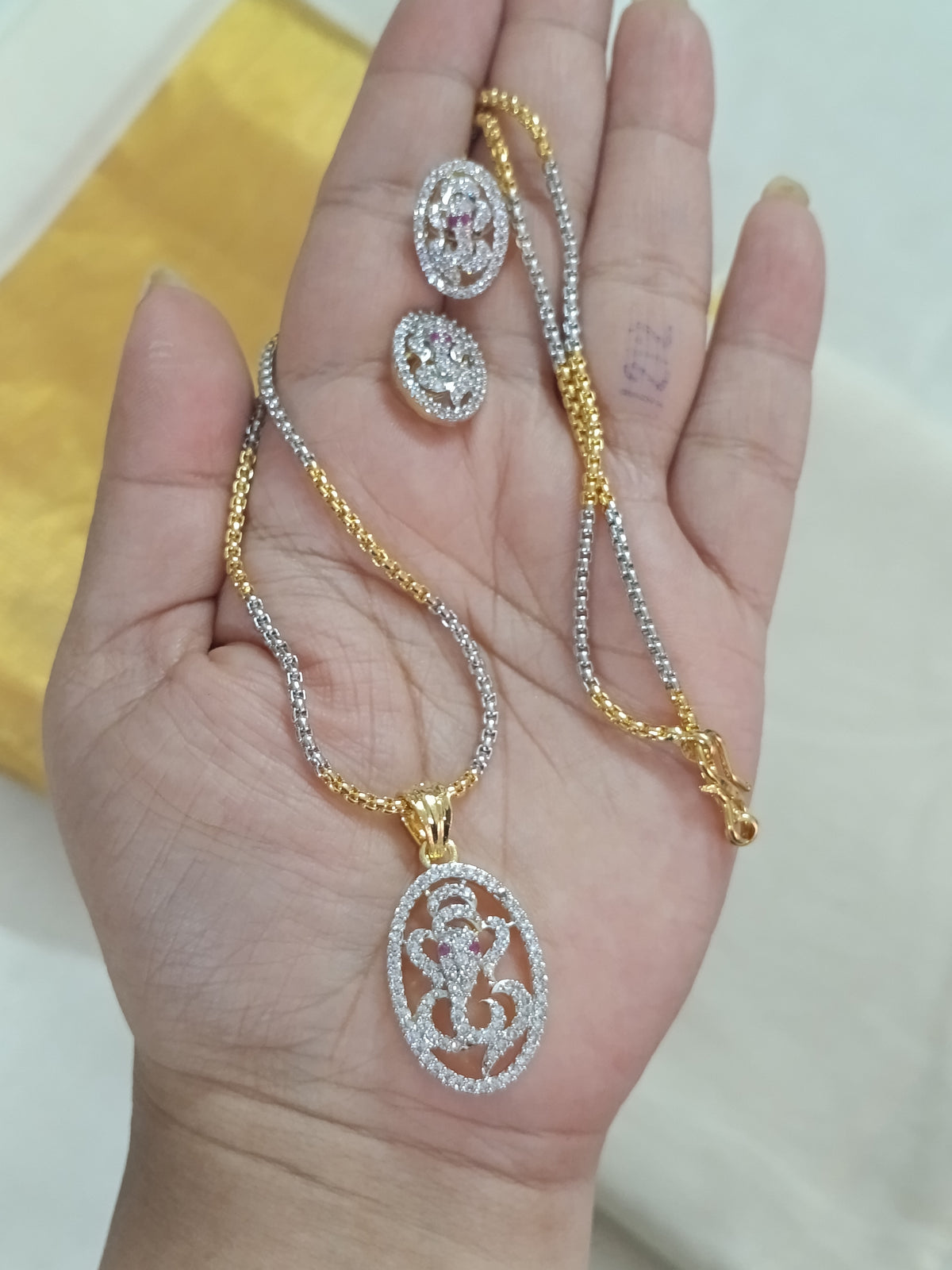 AD Ganesh Pendant Chain Set
