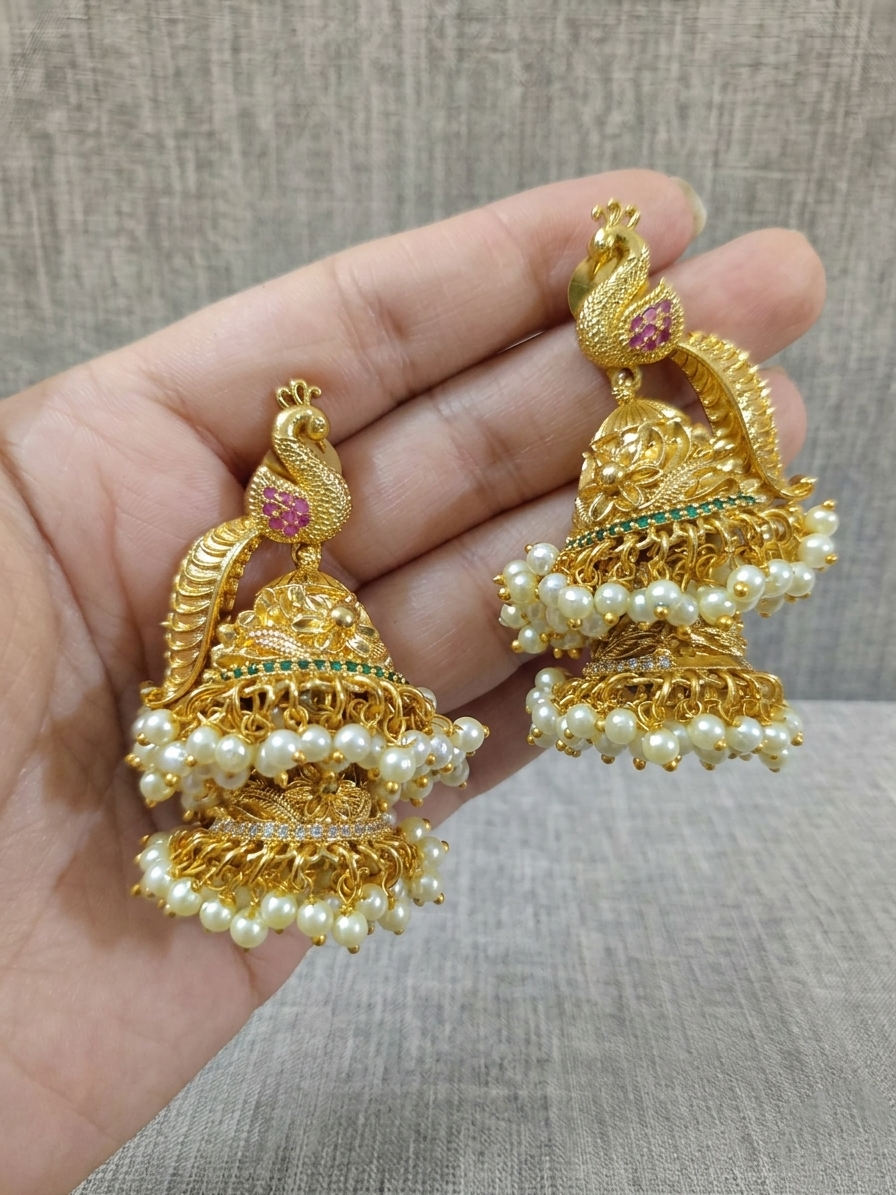 Peacock Jhumka Earring