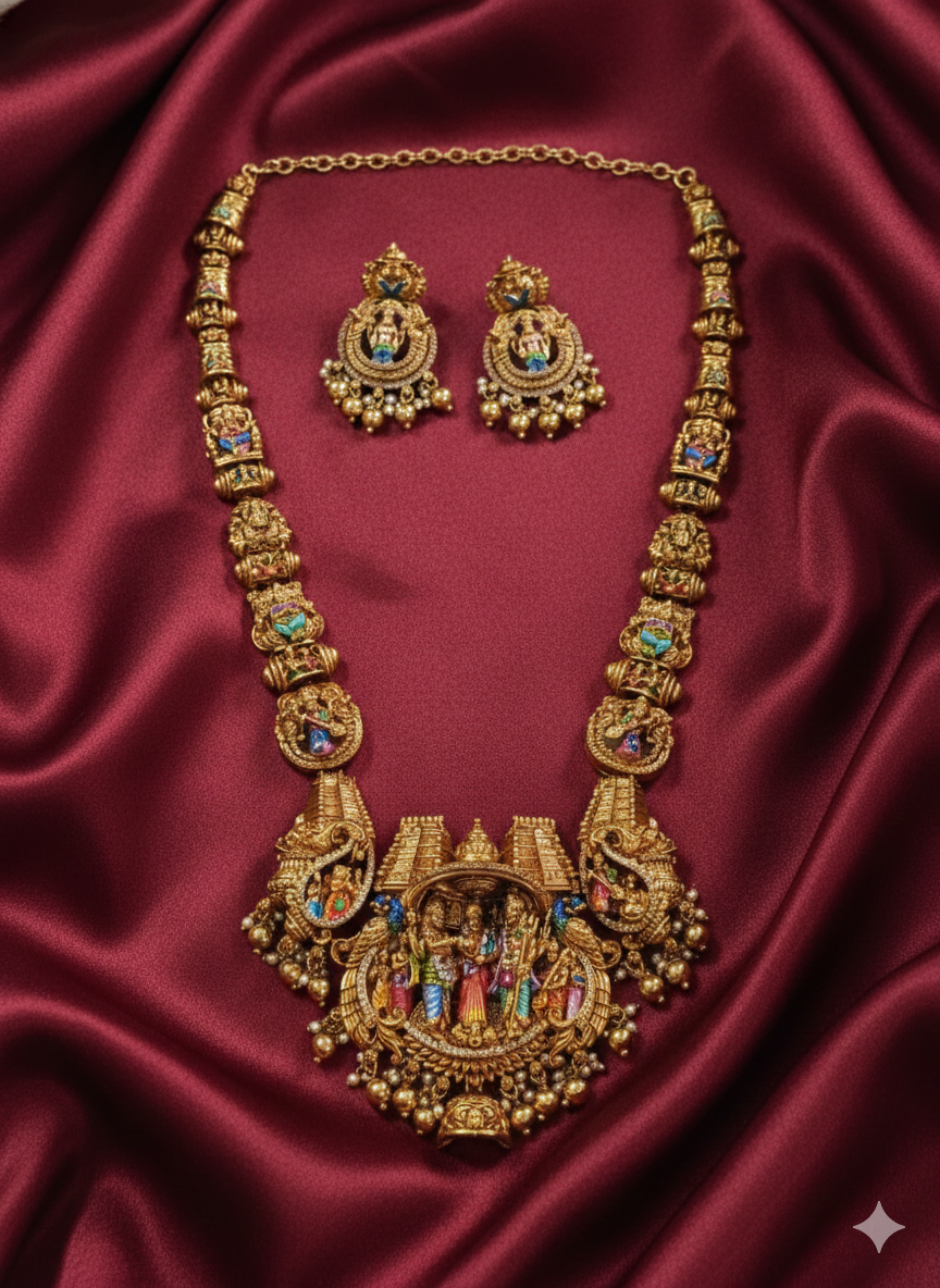 Premium Quality Divine Kalyanam Long Necklace Set