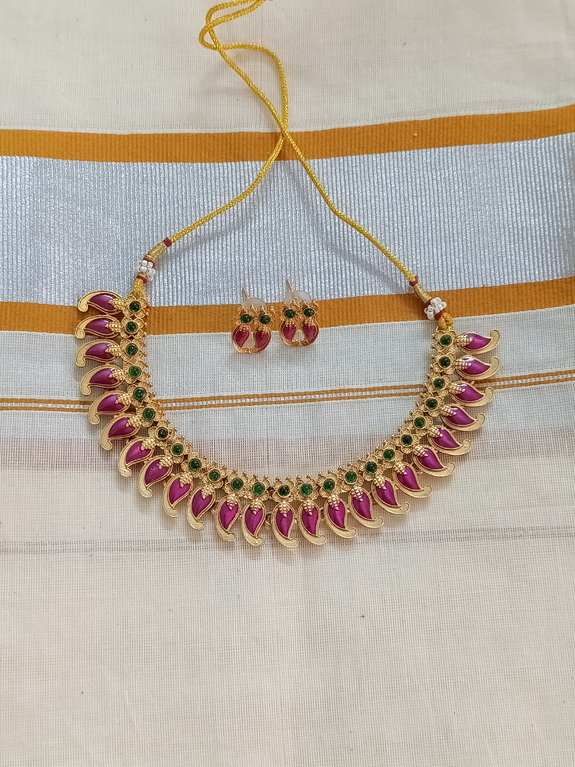 Matte Finish Palakka Mango Necklace Set