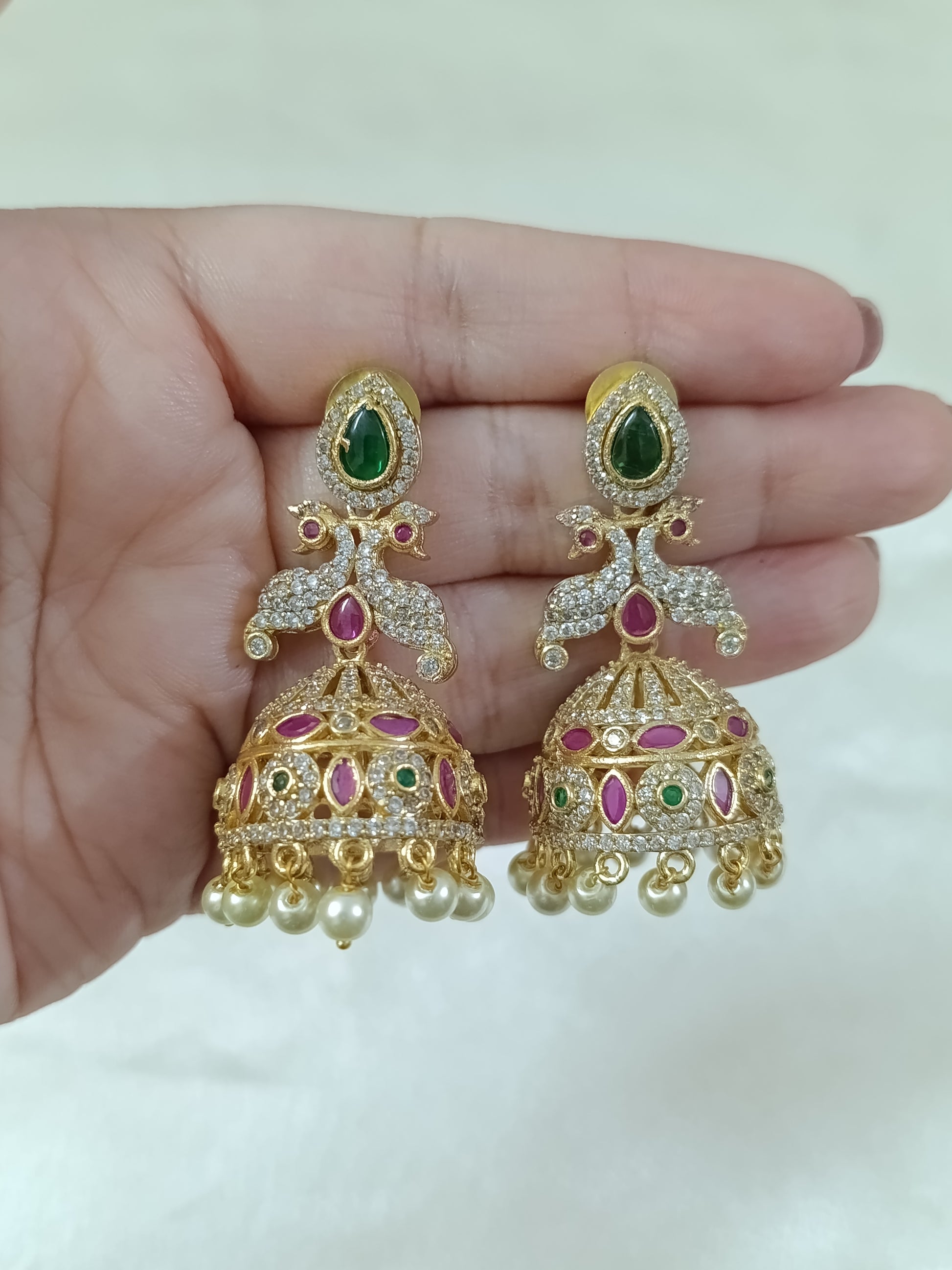 AD Peacock Jhumka Earring