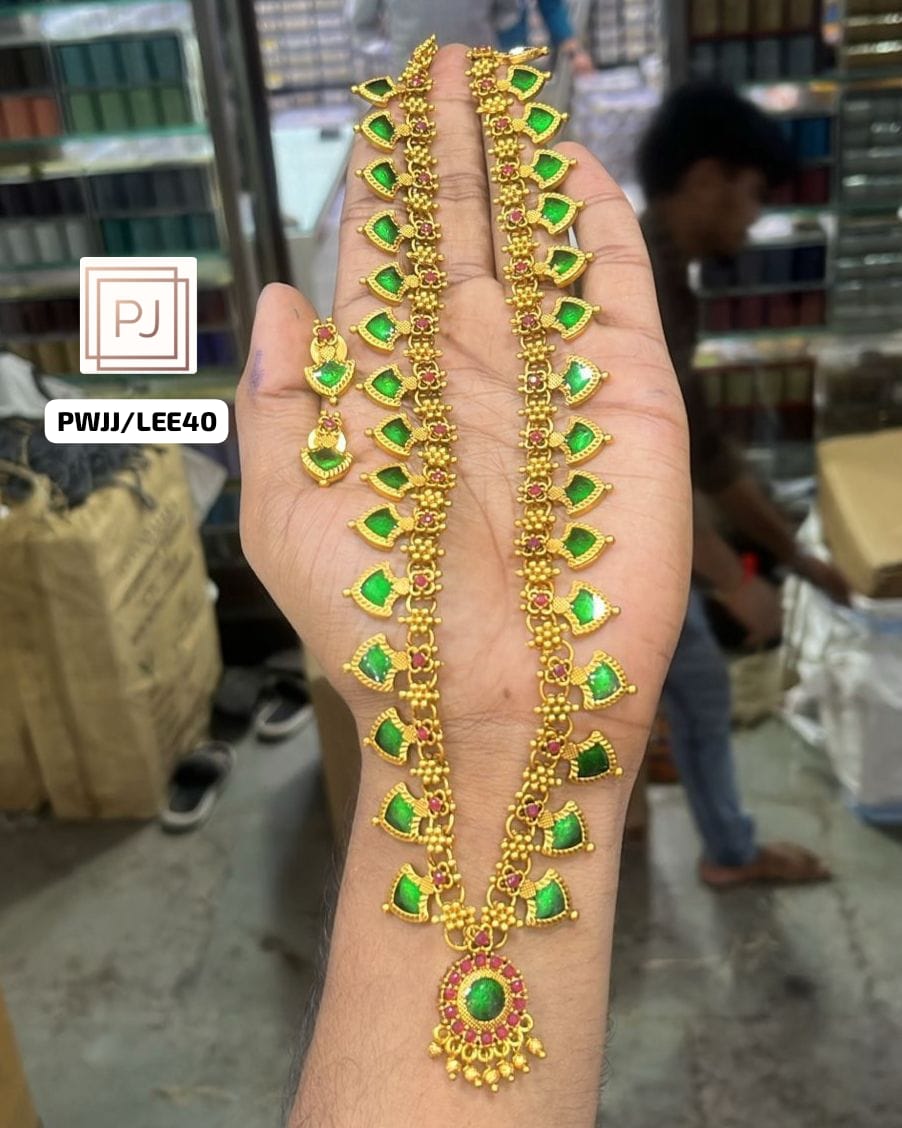 Simple Palakka Long Necklace Set