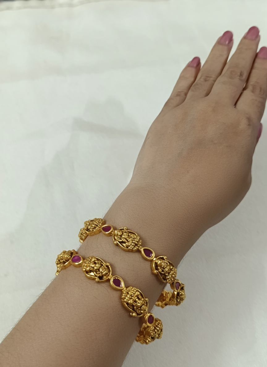 Lakshmi Ruby Nakshi Bangle Set of 2