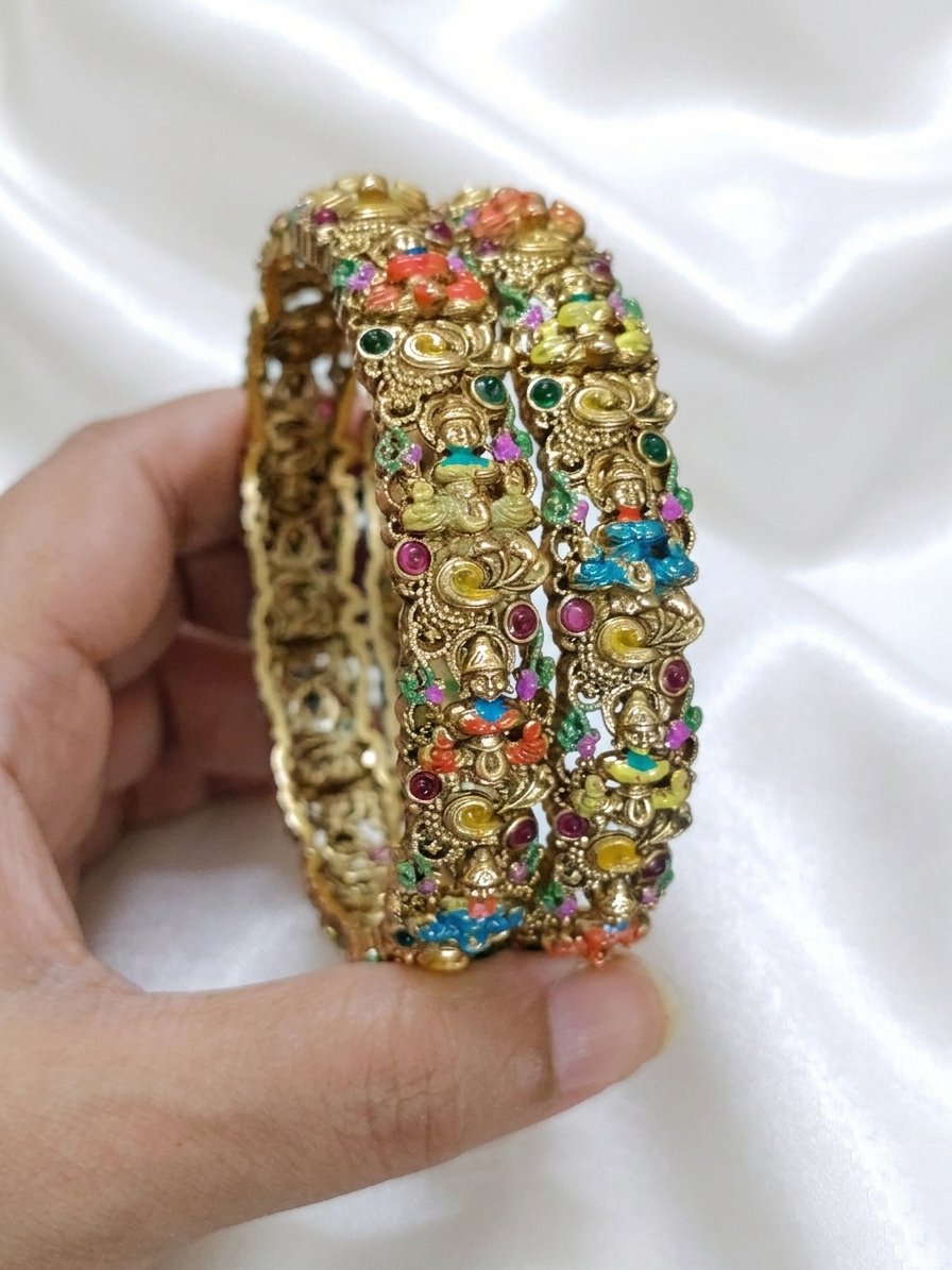 Enamel Lakshmi Bangle Set Of 2