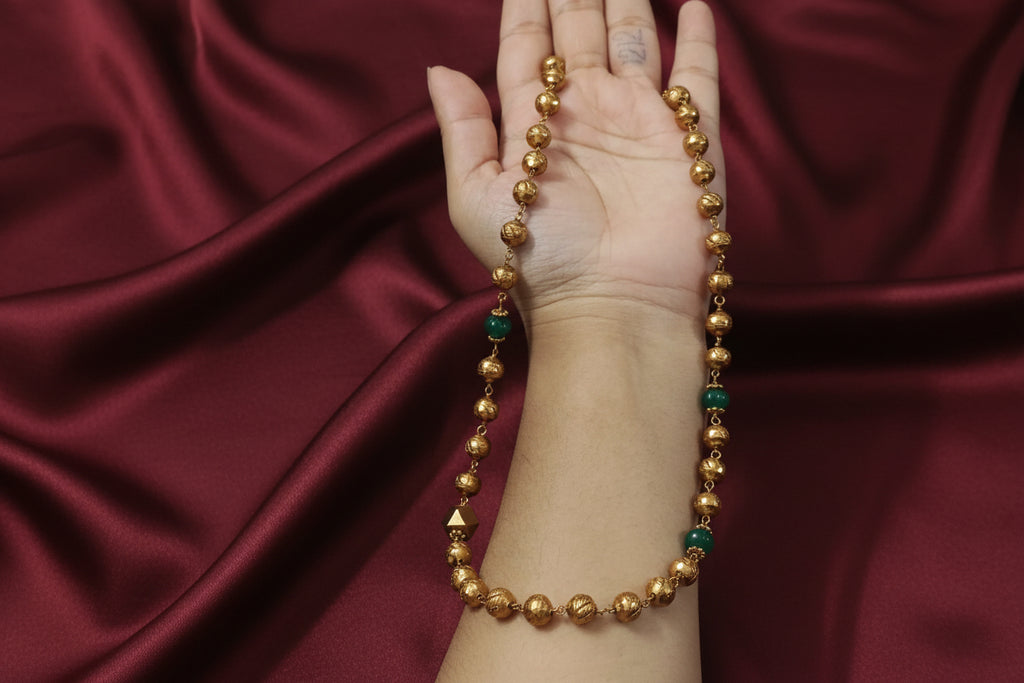 Matte Finish Ball Long Necklace Set