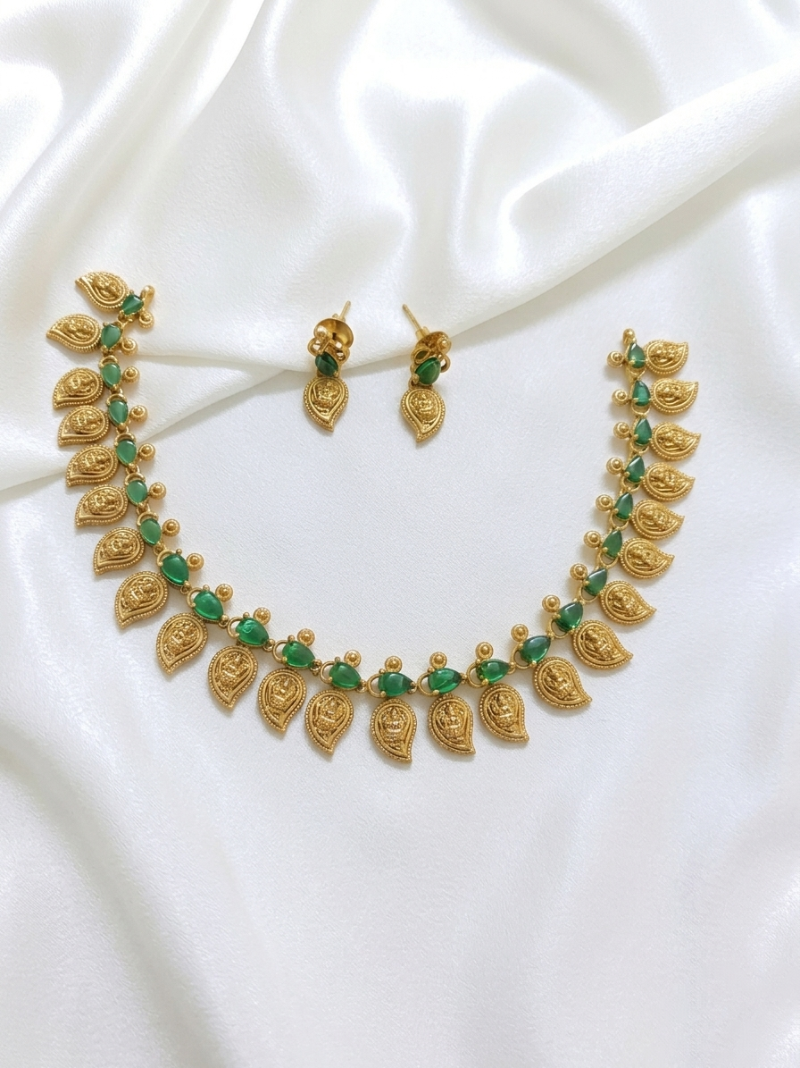 Matte Finish Lakshmi Manga Necklace Set