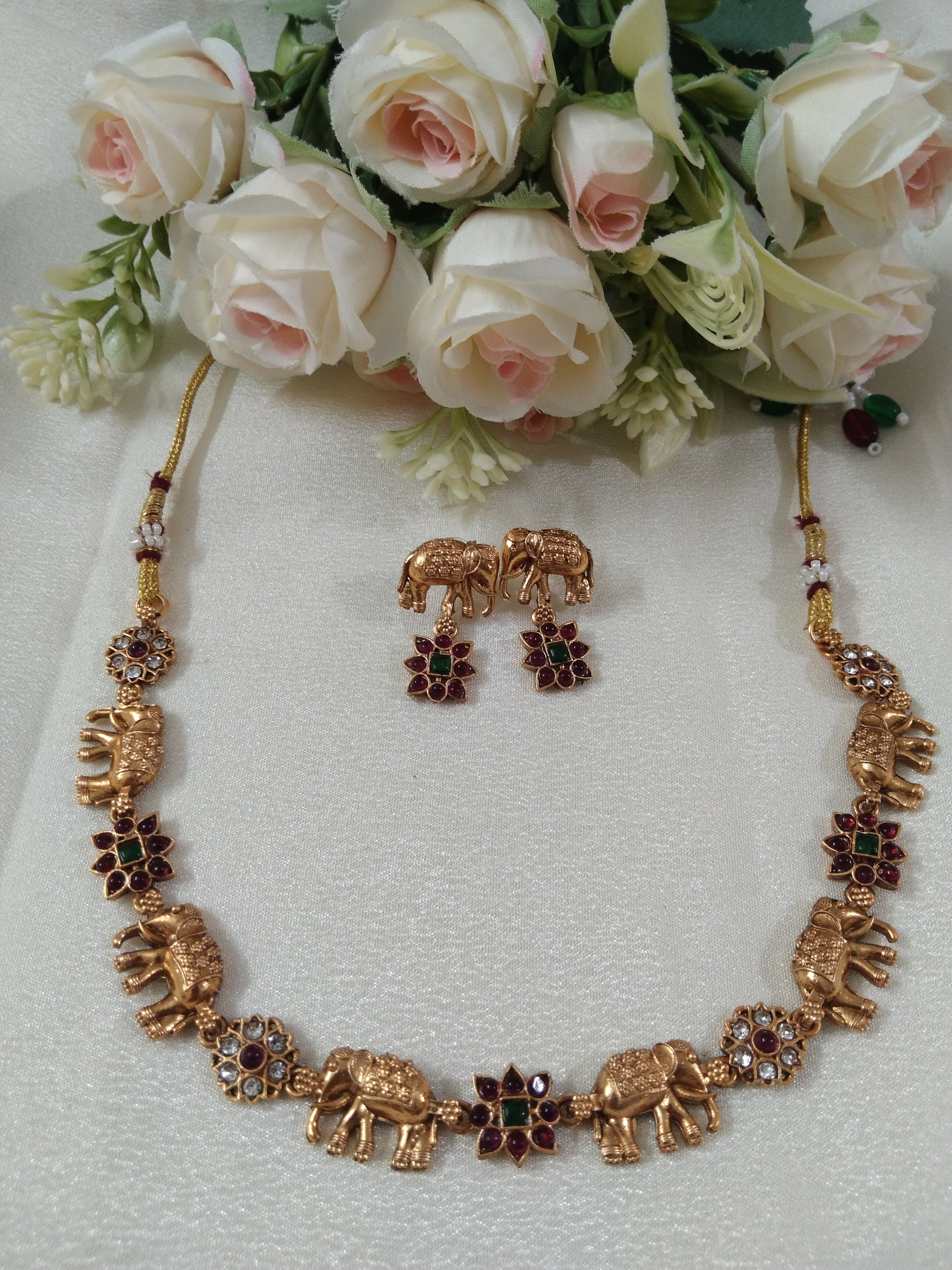 Floral Elephant Necklace Set