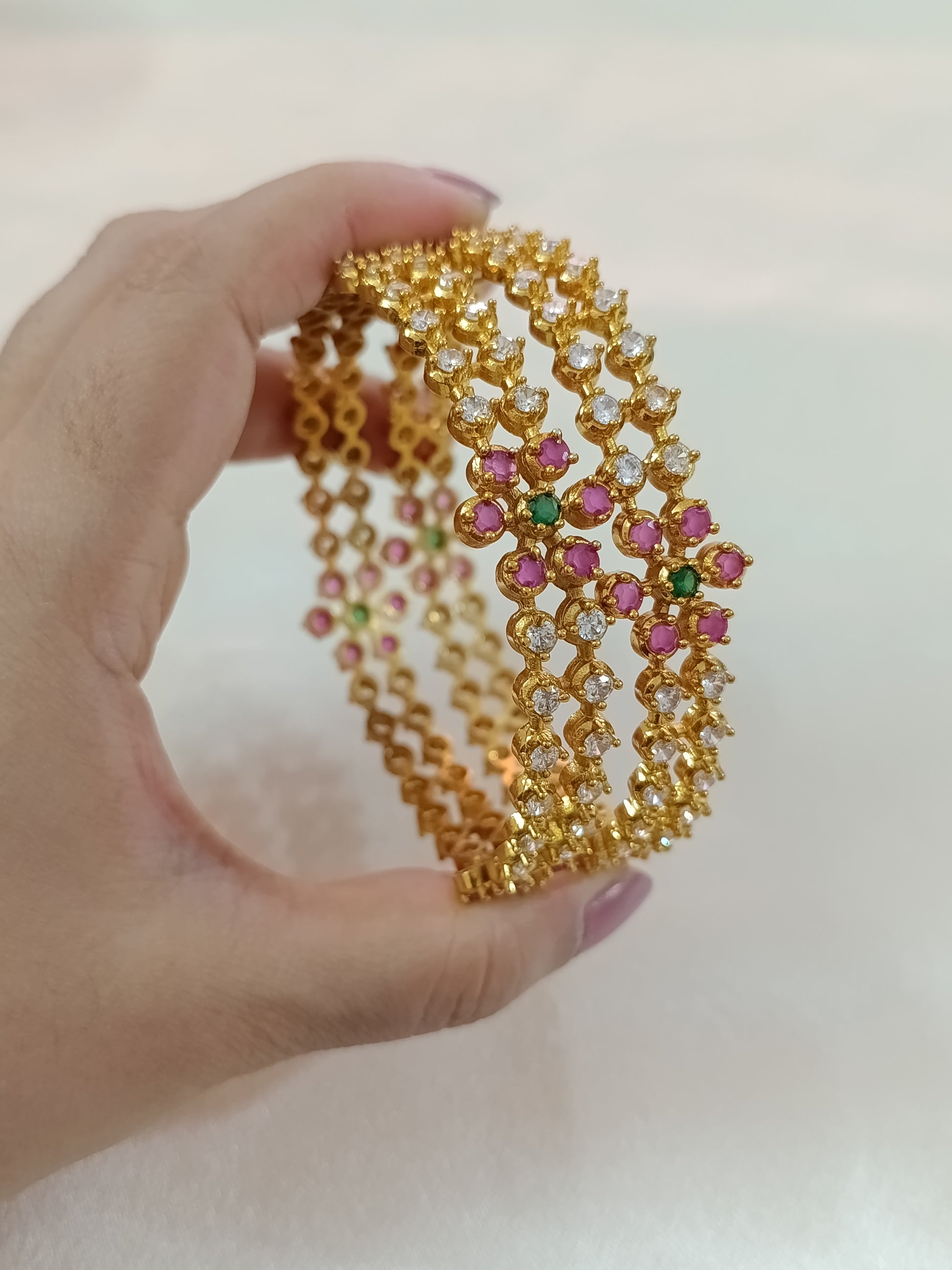 AD Flower Bangle Set of 2