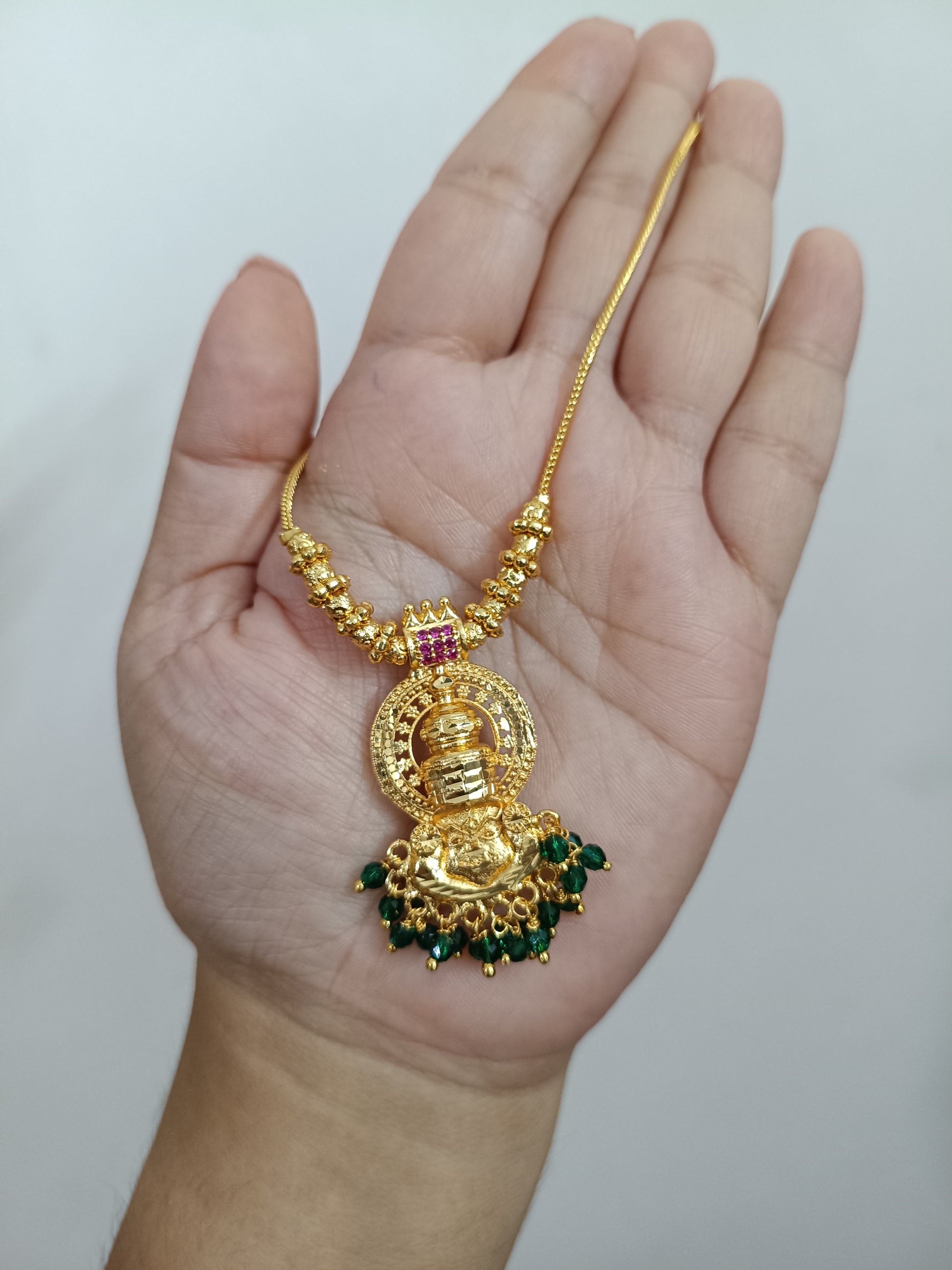Micro Polish Small Kathakali Pendant Mid Long Necklace