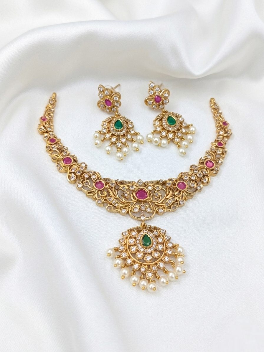 AD Stone Necklace Set V42