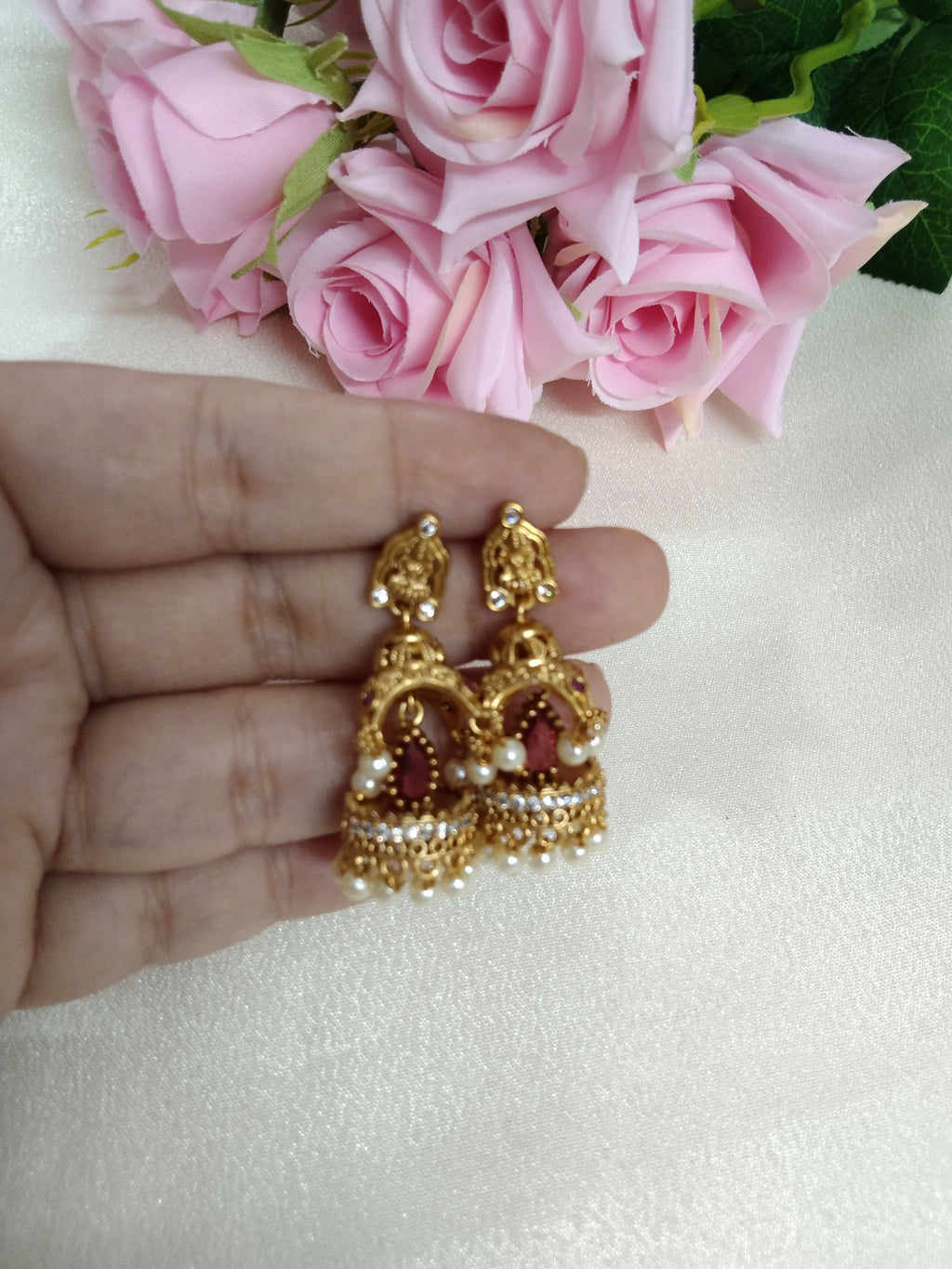 Small Temple Jhumka Earring Set