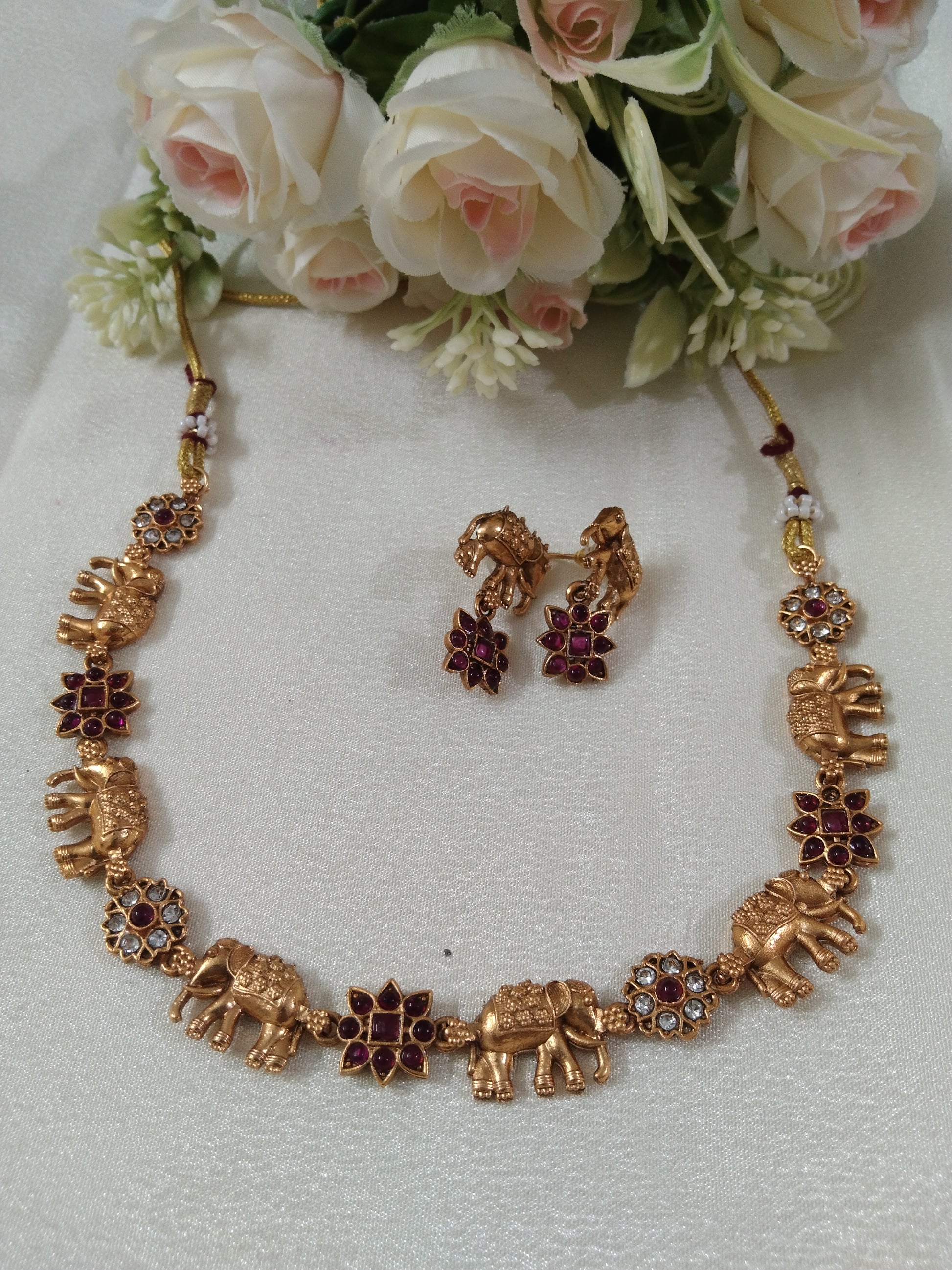 Floral Elephant Necklace Set