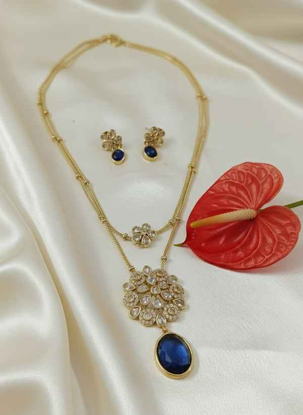 2 Layer AD Pendant Long Necklace Set V2