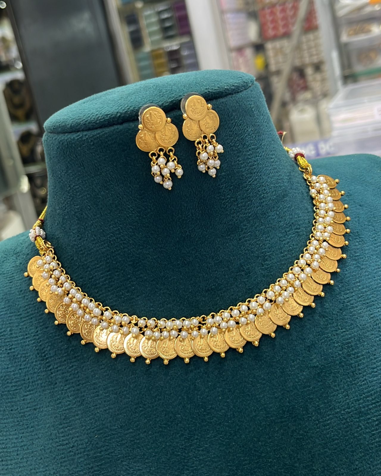 Adukku Coin Necklace with Pearl Beads