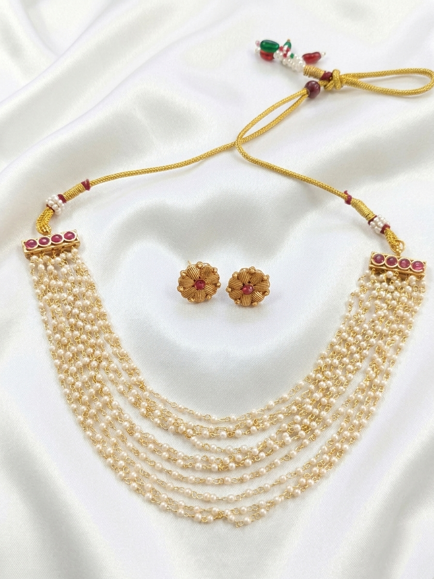 Celebrity Inspired Pearl Multi Layer Necklace Set
