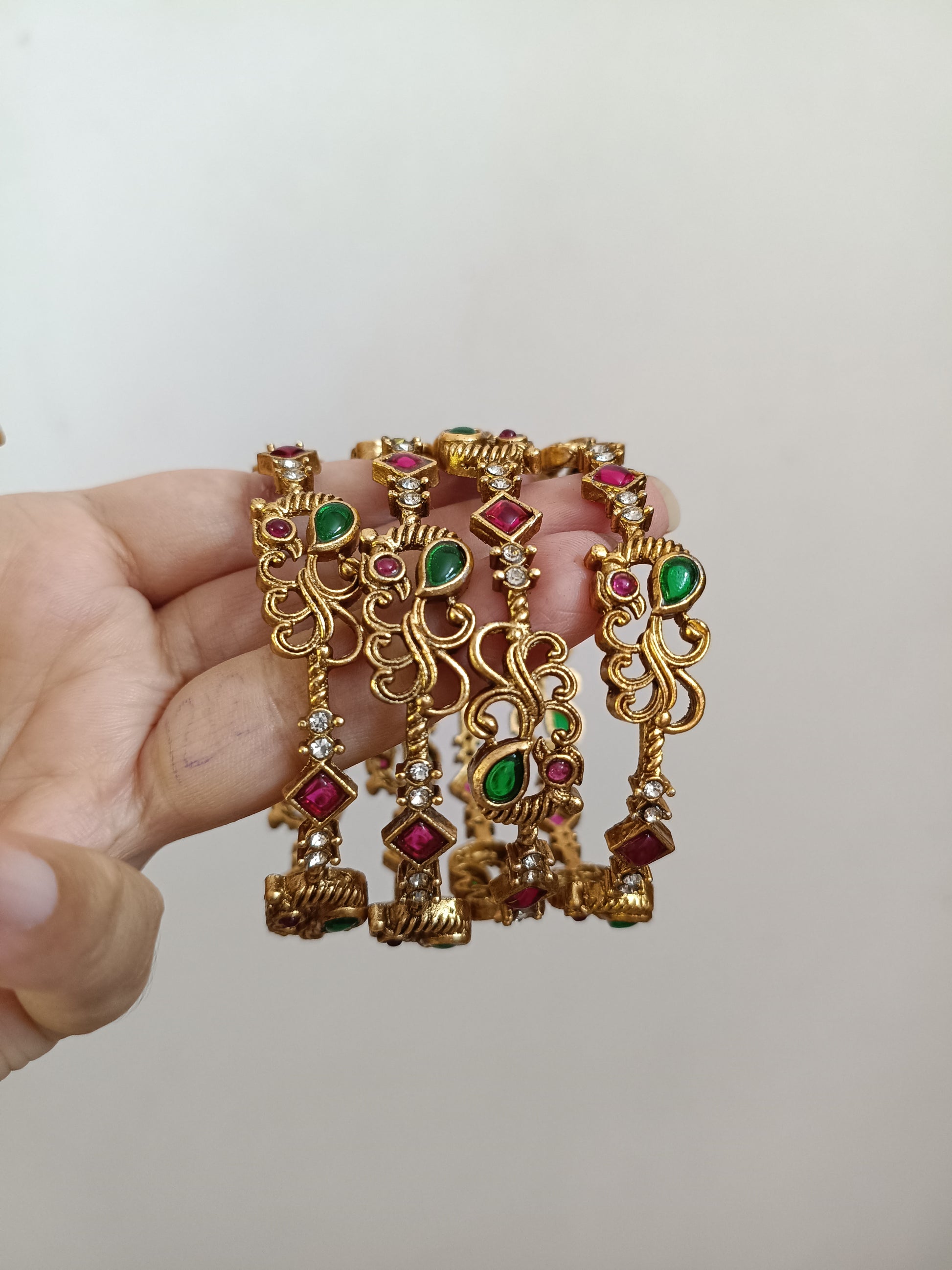 Matte Finish Peacock Bangles of 4