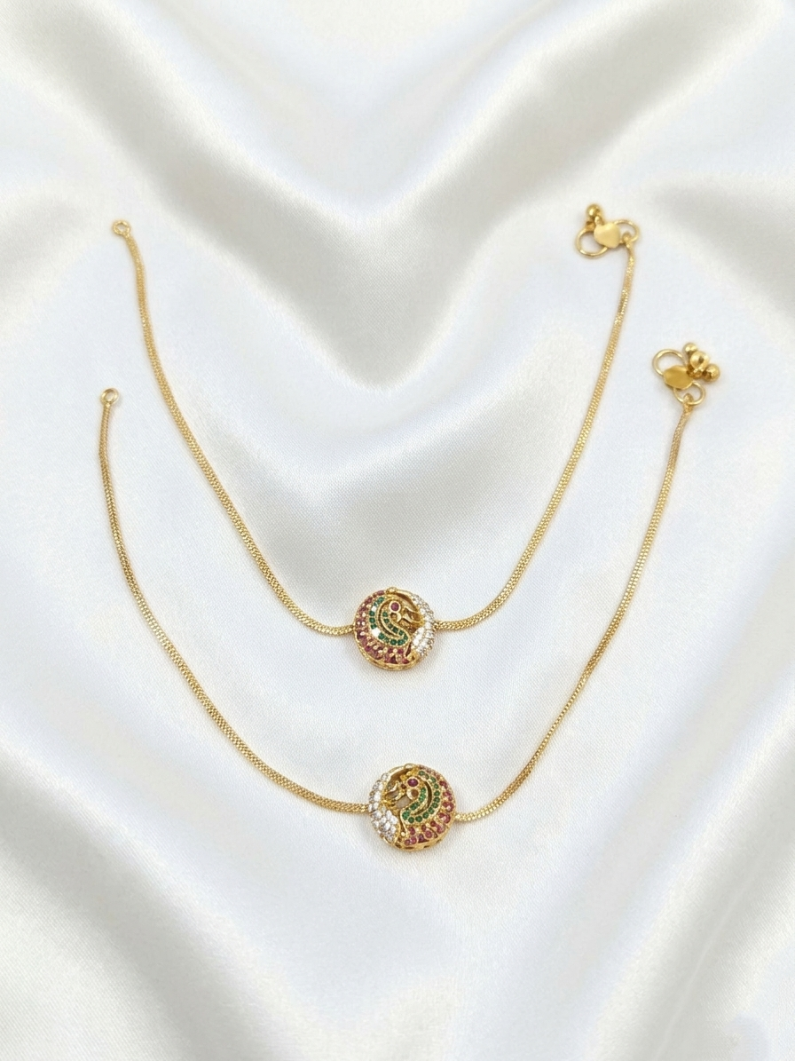 AD Peacock Motif Anklets V1