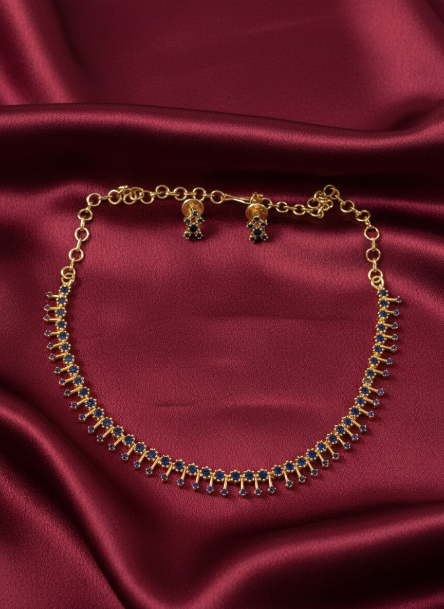 Micro Polish Simple AD necklace set with back chain