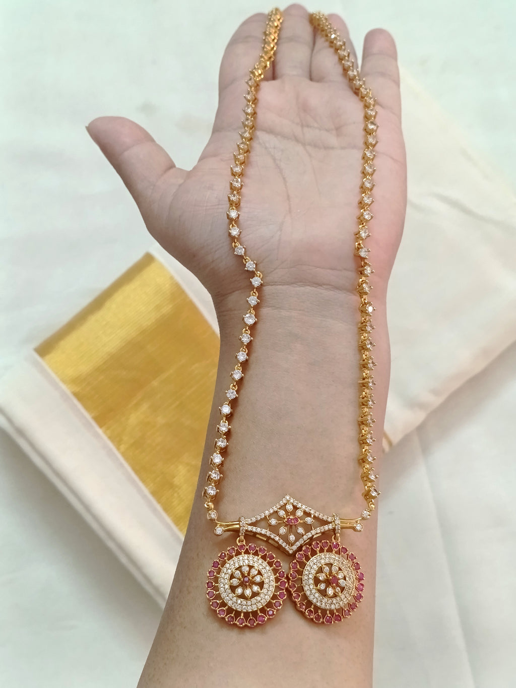 AD Simple Long Necklace Set