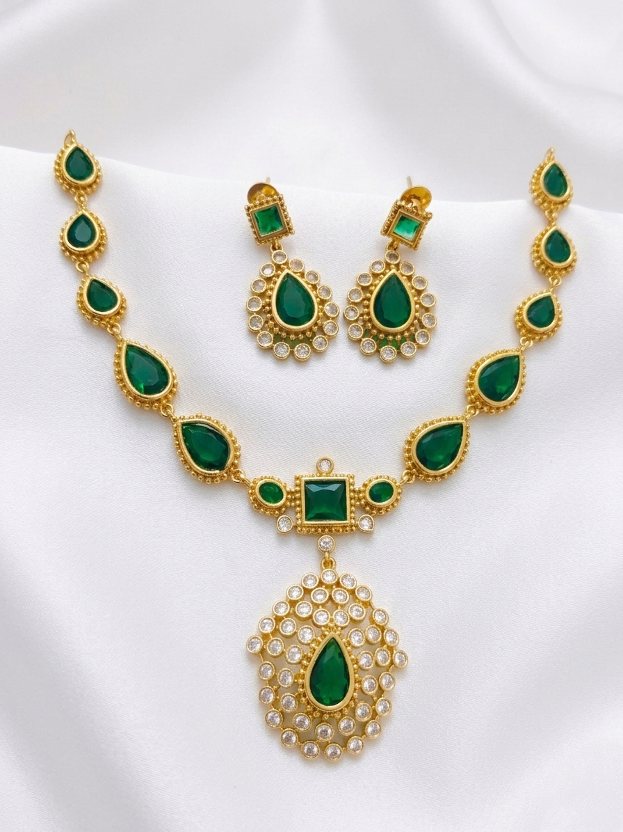 Jyothika Inspired AD Stone Necklace Set