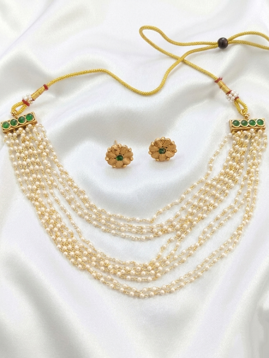 Celebrity Inspired Pearl Multi Layer Necklace Set