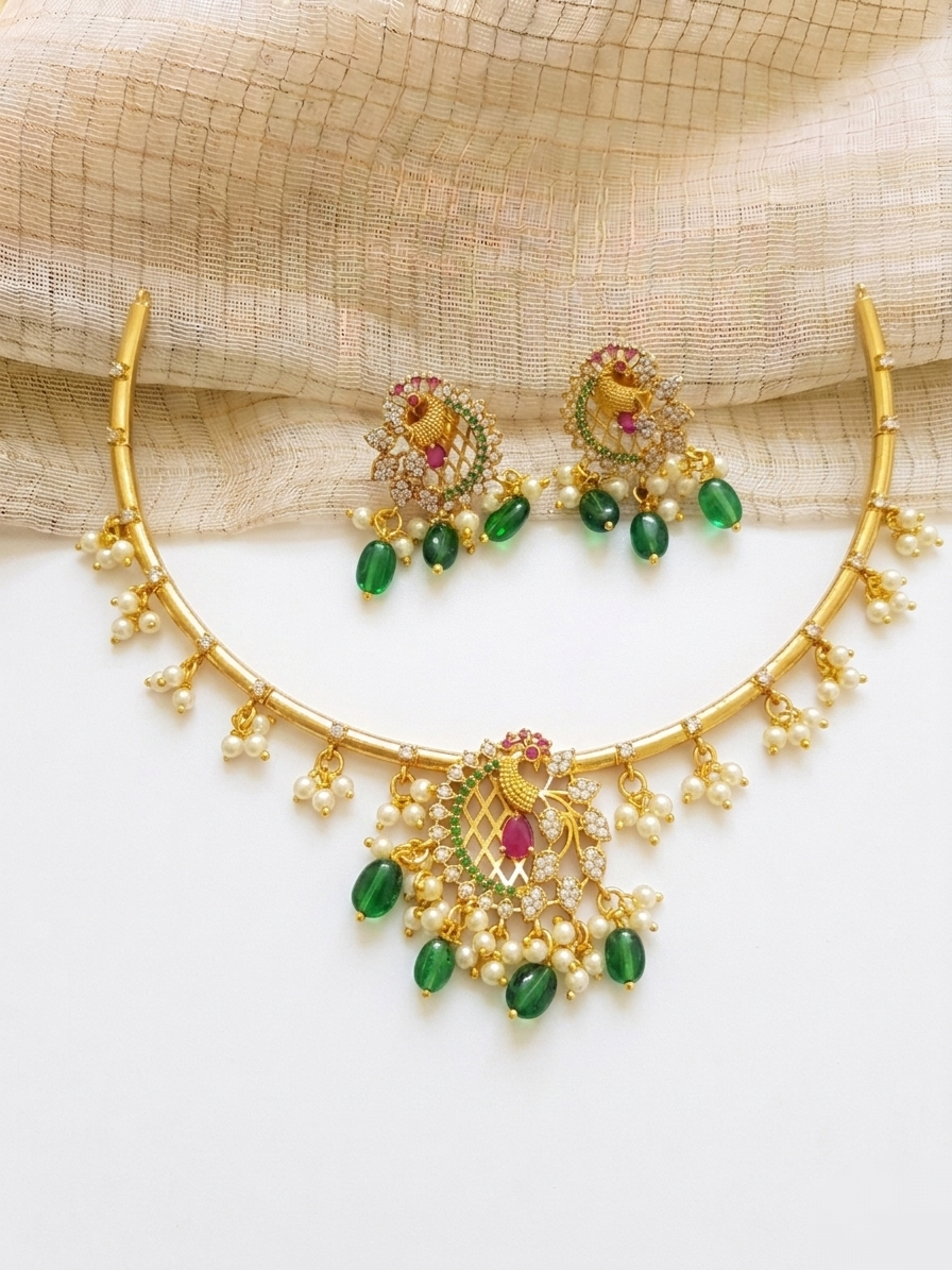 AD Peacock Hasli Necklace Set